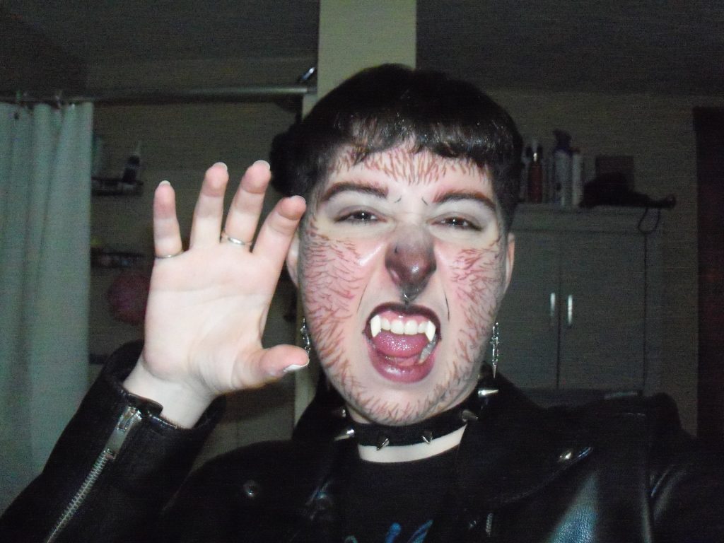 a photo of me in a wolfman costume